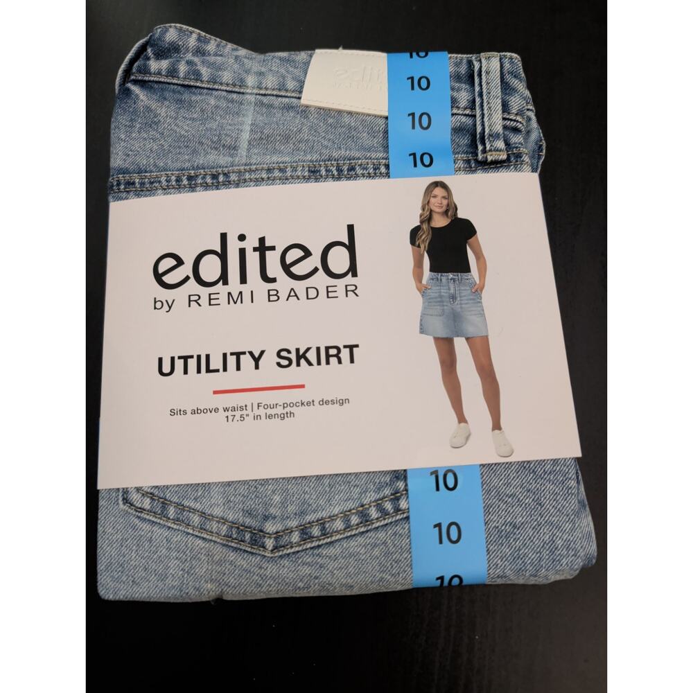 Women's Edited by Remi Bader Utility Jean Skirt Light Wash Size 8